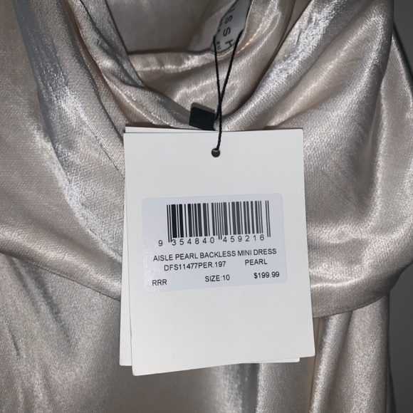 DISSH WHITE SATIN BACKLESS MINI DRESS WEDDING RECEPTION - Picture 3 of 8